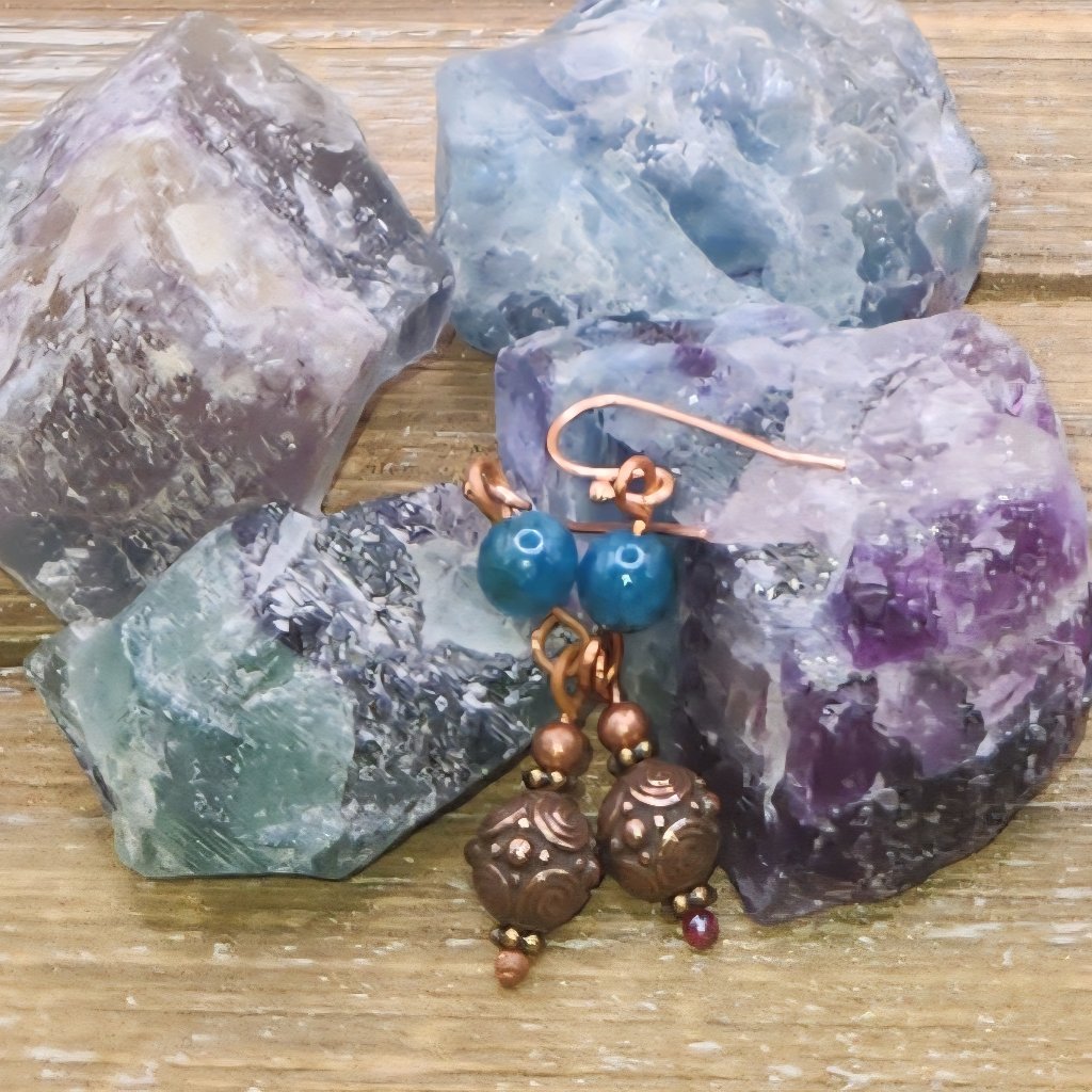 Apatite And Copper Dangle And Drop Earrings 19$